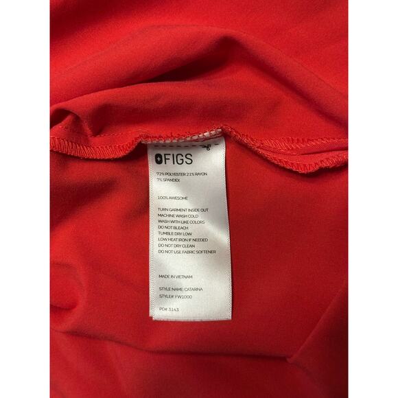 Figs Catarina One-Pocket Scrub Top NEON RED Small - Picture 4 of 4